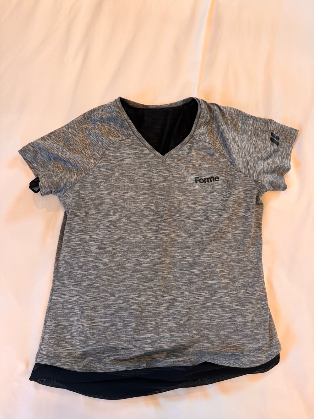 Forme Women's Grey Heather V-Neck Short Sleeve Tee Posture Corrective